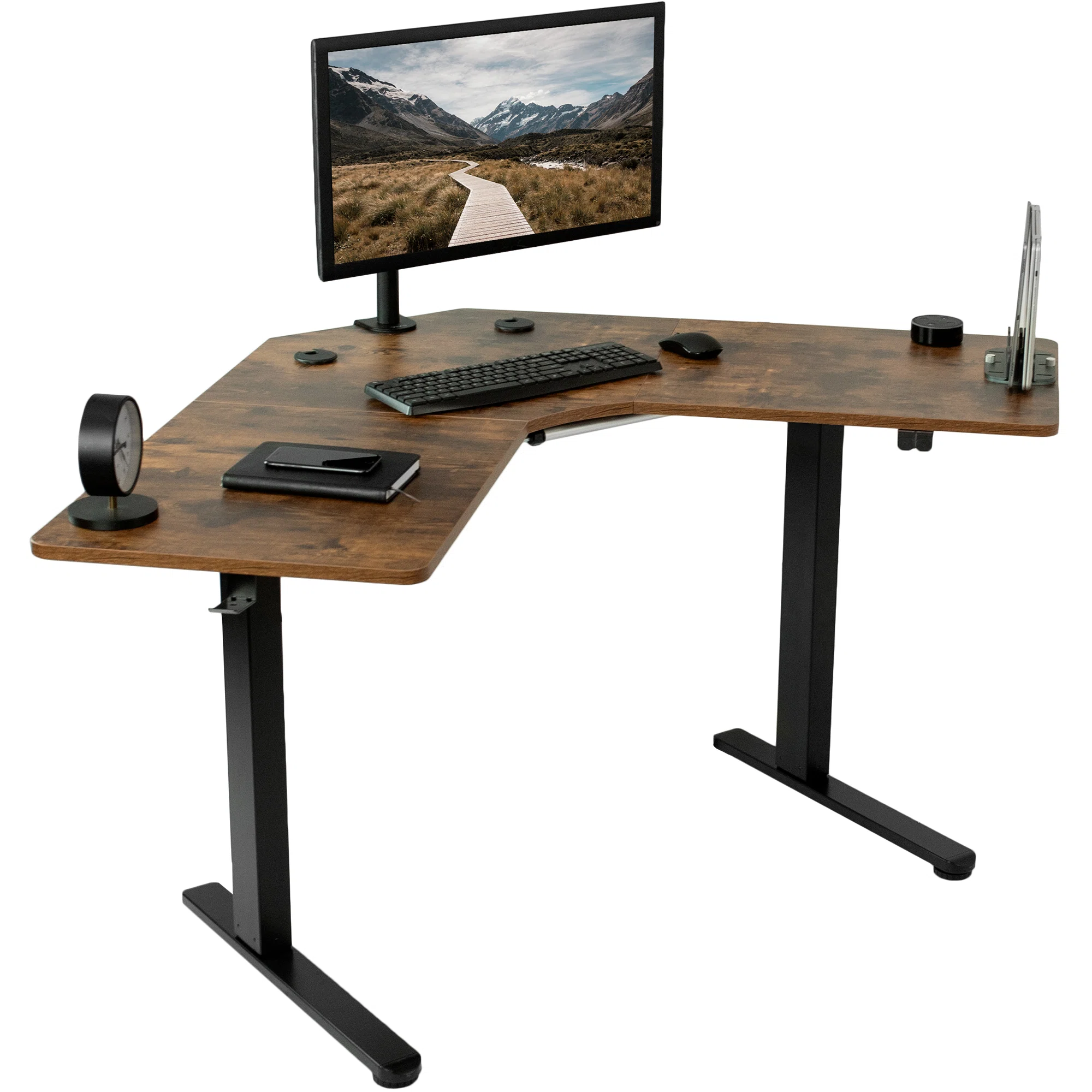 Corner Standing Desk Converter for L-Shaped Cubicles