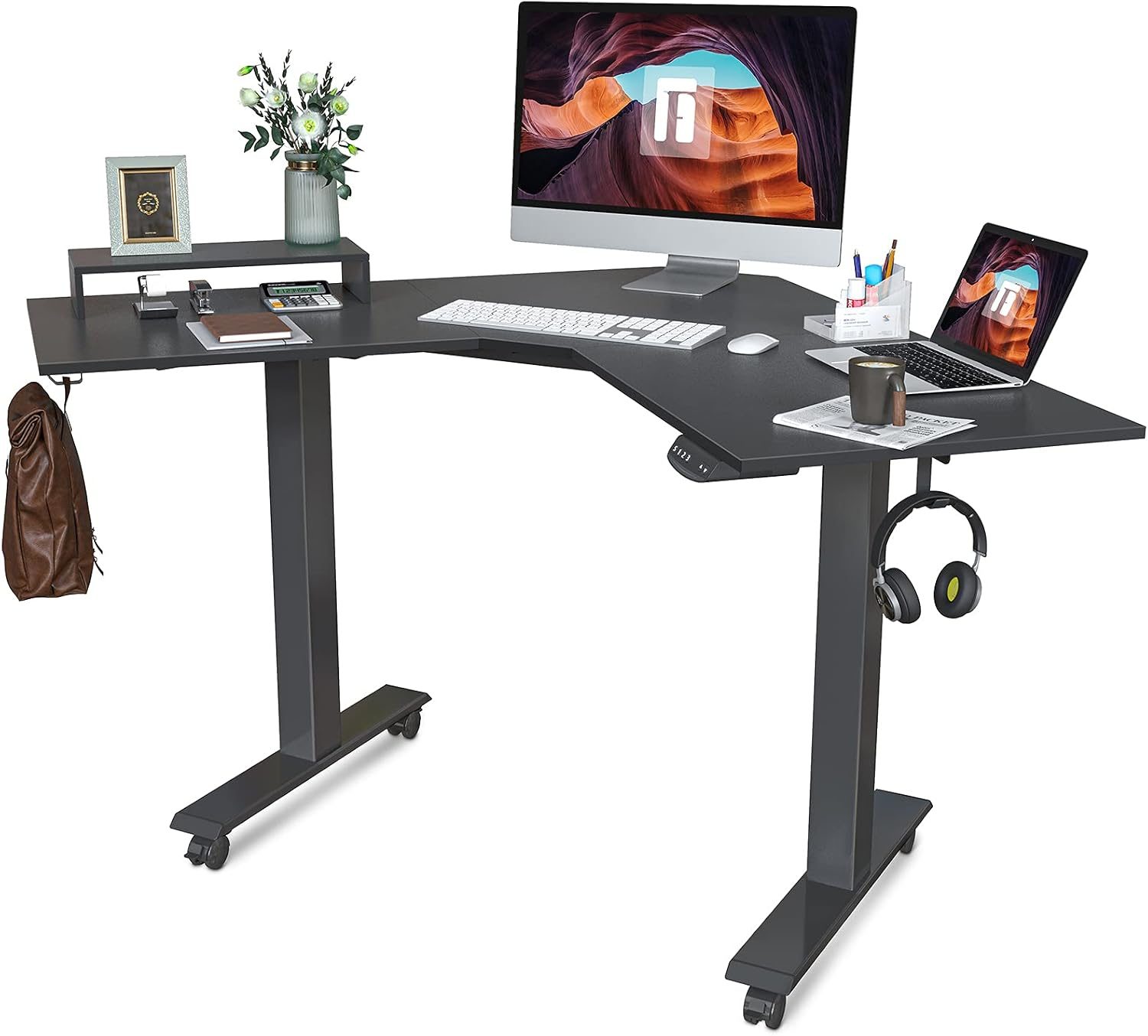 Corner Standing Desk Converter for L-Shaped Cubicles